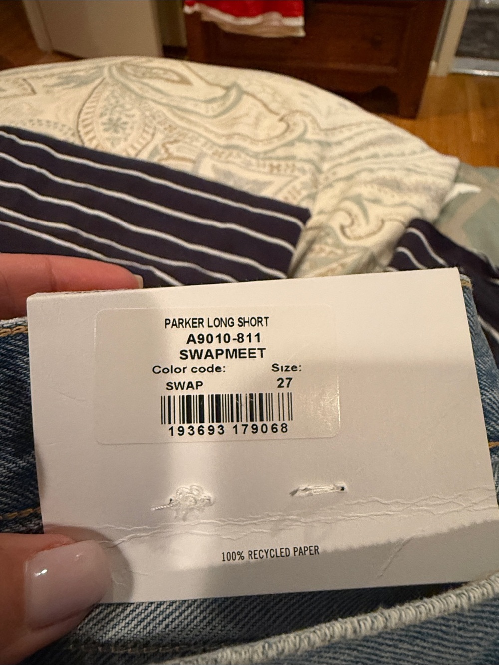 Agolde Light Blue Denim Parker Long Short - Picture 6 of 6